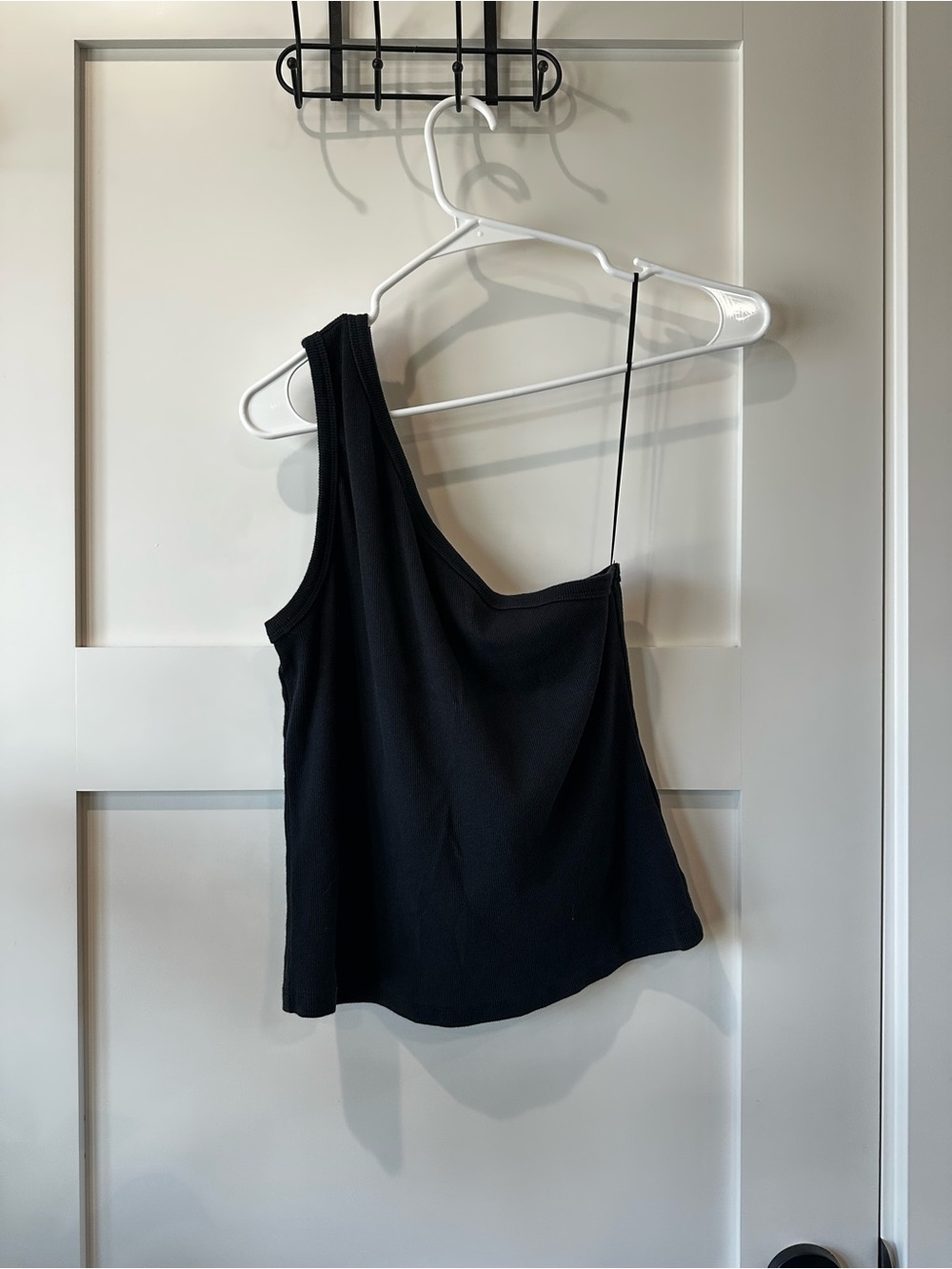 Anthropologie Black One-Shoulder Tank Top